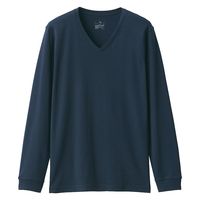 【メンズ】無印良品 紳士 あったか綿 厚手 Vネック長袖Tシャツ 紳士S ダークネイビー 良品計画