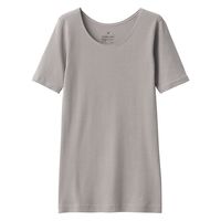 【レディース】無印良品 婦人 あったか綿 半袖Tシャツ 婦人S グレイッシュブラウン 良品計画