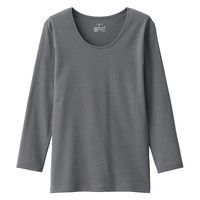 【レディース】無印良品 婦人 あったか綿 厚手 Uネック八分袖Tシャツ 婦人M ミディアムグレー 良品計画