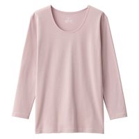 【レディース】無印良品 婦人 あったか綿 厚手 Uネック八分袖Tシャツ 婦人M ライトピンク 良品計画