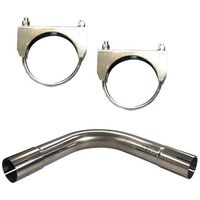 90度曲げパイプ 両側差し込みタイプ(L型・ステンレス製SUS304#400仕上)鉄製クランプ2個付 54mm 55mm DD-054 1本（直送品）