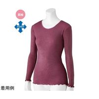ケアファッション スルッとのびのび長袖インナーラウンドネック ワイン M~L 800278 1個 67-8017-41（直送品）