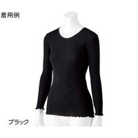 ケアファッション スルッとのびのび長袖インナーラウンドネック ブラック M~L 800278 1個 67-8017-42（直送品）