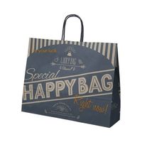 アズワン 福袋手提げ紙袋 ハッピーバッグ ネイビー 41.5×11×32cm 50枚入 67-8945-21 1個(50枚)（直送品）