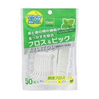 あらた Clesh キシリトール フロス&ピック ミント 50本 64-7757-31 1個(50本)（直送品）