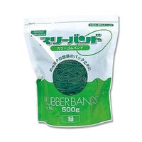 オカモト 輪ゴム スリーバンド 緑 幅1.1mm 500g 003410006 1袋 63-1357-55（直送品）