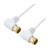 ホーリック 極細アンテナケーブル 2m ホワイト 両側L字差込式コネクタ AC20-782WW 1本 68-4132-88（直送品）