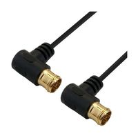 ホーリック 極細アンテナケーブル 1m ブラック 両側L字差込式コネクタ AC10-779BB 1本 68-4132-85（直送品）