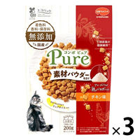 コンボ ピュア キャット チキン味・鶏パウダー仕立て 無添加 国産 200g（小分け2袋）1セット（1個×3）キャットフード