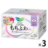 【生理用品】 ナプキン 特に多い昼用25cm 羽つき ロリエ しあわせ素肌 もちふわfit 1セット（1パック（14個入）×3）花王