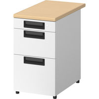 プラス スチールOAデスク フラットライン＋(プラス) 脇机3段 メープル/ホワイト 幅400×奥行700×高さ720mm 1台(2梱包)