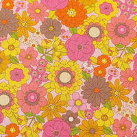 70’s フラワーガーデン プリント生地 ピンク系 巾約108cm×6mカット CHU052-3B-6M 1セット(巾約108cm×6（直送品）