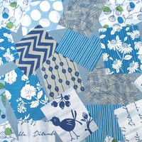 Modern Field モダンフィールド 綿麻プリント パッチワーク風 プリント生地 ブルー 巾約108cm×5mカット IBK99201（直送品）