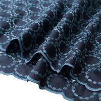 綿ローン 両耳スカラップ刺しゅう生地 巾約100cm×2m切売カット E ネイビー TM8802-E TM8802-E-2M（直送品）