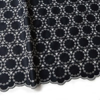 綿ローン 両耳スカラップ刺しゅう生地 巾約100cm×2m切売カット F ブラック TM8802-F TM8802-F-2M（直送品）