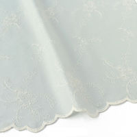 綿ローン 両耳スカラップ刺しゅう生地 巾約100cm×4m切売カット C スモーキーミント TM8804-C TM8804-C-4M（直送品）