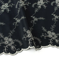 綿ローン 両耳スカラップ刺しゅう生地 巾約100cm×4m切売カット F ブラック TM8804-F TM8804-F-4M（直送品）
