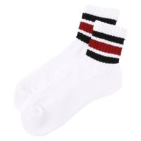 メンズ カラーラインショートソックス レッド 25～27cm LAKOLE/ラコレ