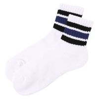 メンズ カラーラインショートソックス ブルー 25～27cm LAKOLE/ラコレ