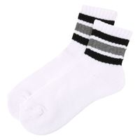 メンズ カラーラインショートソックス グレー 25～27cm LAKOLE/ラコレ