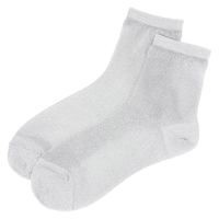 レディース シアーラメクルーソックス ライトグレー 23～25cm LAKOLE/ラコレ