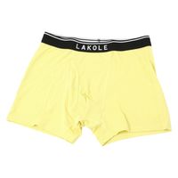 メンズ ビビット無地ロゴボクサーパンツ イエロー M LAKOLE/ラコレ