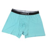 メンズ ビビット無地ロゴボクサーパンツ ペールブルー M LAKOLE/ラコレ