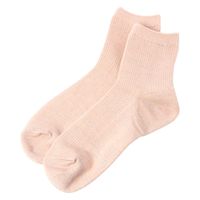 レディース リブラメクルーソックス ピンク 23～25cm LAKOLE/ラコレ