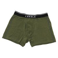 メンズ コットン縦ラインボクサー カーキ L LAKOLE/ラコレ