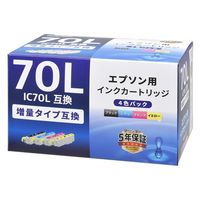 オーム電機 エプソン互換インク IC70L 増量タイプ 4色パック 01-7796 1個