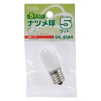 オーム電機 ナツメ球 E17/5W ホワイト 04-6184 1個（直送品）