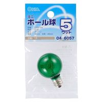 オーム電機 ミニボール球 G30 E12/5W グリーン 04-6057 1個（直送品）