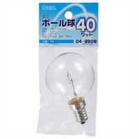 オーム電機 ミニボール球 G50 E14/40W クリア 04-9808 1個（直送品）