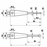 レニショー ストレートスタイラス ネジ径0.2 Φ0.3mm 1軸22球 【Aー5555ー0273】 A-5555-0273 1本（直送品）