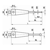 レニショー ストレートスタイラス ネジ径0.8 Φ1mm 1軸20球 【Aー5004ー1863】 A-5004-1863 1本（直送品）
