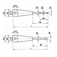 レニショー ストレートスタイラス ネジ径20 Φ1mm 0.8軸11球 【Aー5004ー3519】 A-5004-3519 1本（直送品）
