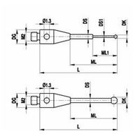 レニショー ストレートスタイラス ネジ径0.3 Φ0.5mm 1軸18球 【Aー5555ー1101】 A-5555-1101 1本（直送品）