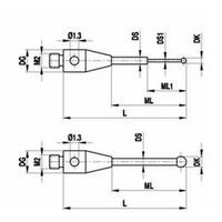 レニショー ストレートスタイラス ネジ径0.6 Φ0.8mm 1軸18.3球 【Aー5555ー9162】 A-5555-9162 1本（直送品）