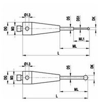 レニショー ストレートスタイラス ネジ径0.3 Φ0.5mm 1軸21.25球 【Aー5555ー0267】 A-5555-0267 1本（直送品）