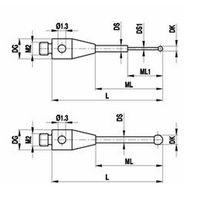 レニショー ストレートスタイラス ネジ径10.5 Φ1mm 0.8軸6.5球 【Aー5555ー0308】 A-5555-0308 1本（直送品）