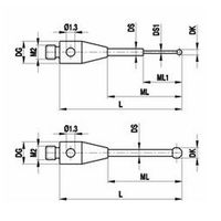 レニショー ストレートスタイラス ネジ径15.5 Φ1mm 0.8軸11.5球 【Aー5555ー0309】 A-5555-0309 1本（直送品）