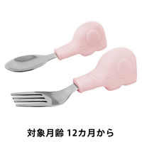 【12ヵ月から】Tiny Twinkle ステンレス スプーン＆フォーク 象 Pink Elephant 1個