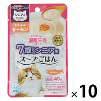 キャティーマン 猫 シニア用 ねこちゃんの国産牛乳を使ったスープごはん ささみ＆サーモン 国産 40g 10袋 ドギーマンハヤシ