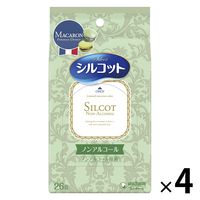 ウェットティッシュ ノンアルコール除菌 シルコット 外出用 マカロン 26枚入 1セット（1個×4）ユニ・チャーム