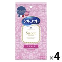 ウェットティッシュ アルコール シルコット 99.99％除菌 外出用 マカロン 24枚入 1セット（1個×4）ユニ・チャーム