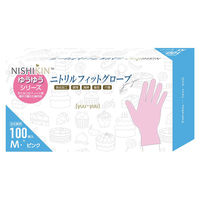 錦尚金 NISHIKIN ゆうゆうニトリルフィットグローブ M ピンク 100枚 4582559944784 1箱(10個入)（直送品）