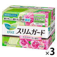 【生理用品】 ナプキン 多い昼～普通の日用 羽つき 20.5cm スリムガード スイートローズの香り 1セット（1パック（26コ入）×3）花王