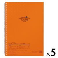 リヒトラブ AQUA DROPs ツイストノート セミB5 リーフ30枚 N1608-4橙 1セット（1冊×5）