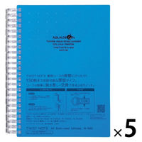 リヒトラブ AQUA DROPs ツイストノート超厚型A5 リーフ100枚 N1640-8青 1セット（1冊×5）