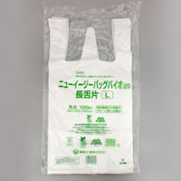 福助工業 レジ袋 ニューイージーバッグバイオ25 長舌片 L 乳白 0364126 1袋(100枚)